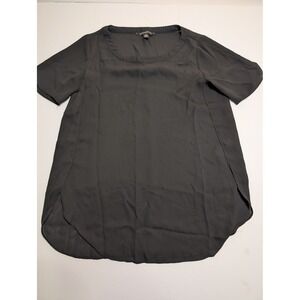 Banana Republic Womens XS Black Short Sleeve Scoop Neck High Low Blouse Top